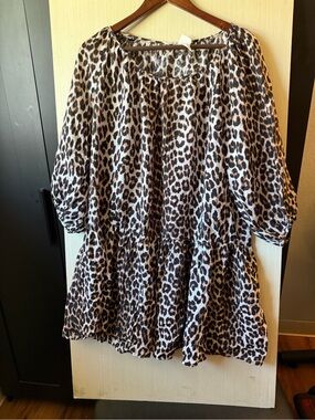 Leopard Print Tunic Dress in Brown and Black